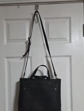 Portland Leather Goods Black Leather Crossbody/Shoulder/Tote Bag